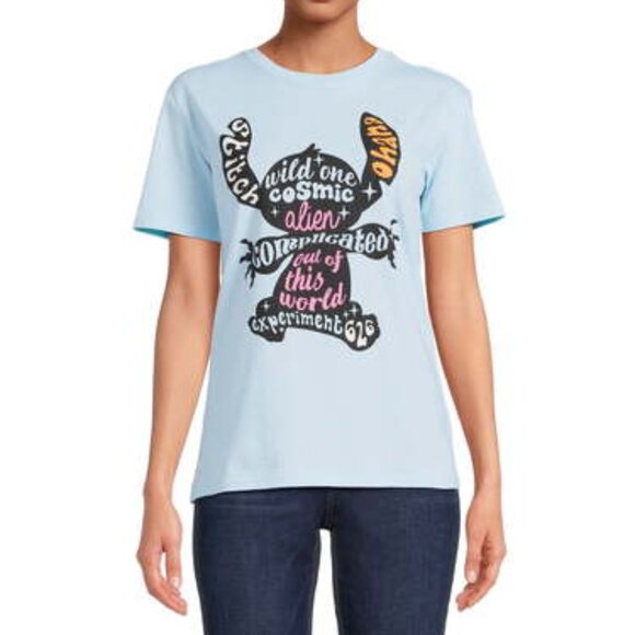Disney Stitch & Lilo Juniors Graphic Tee with Short Sleeves, Sizes XL-3XL - NWT - Picture 1 of 4